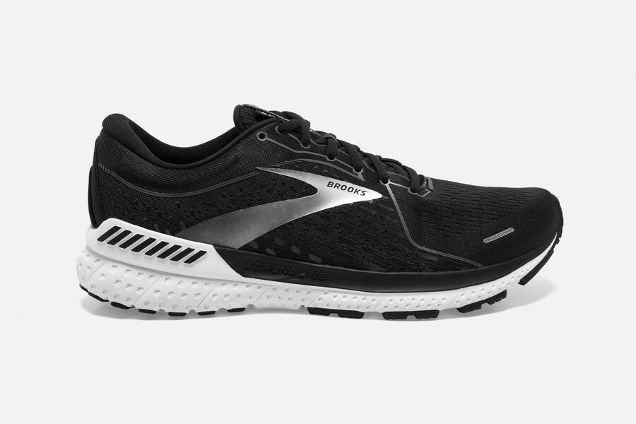 Brooks Running Shoes Mens Black/White - Adrenaline GTS 21 Road - 2045-LXTKN